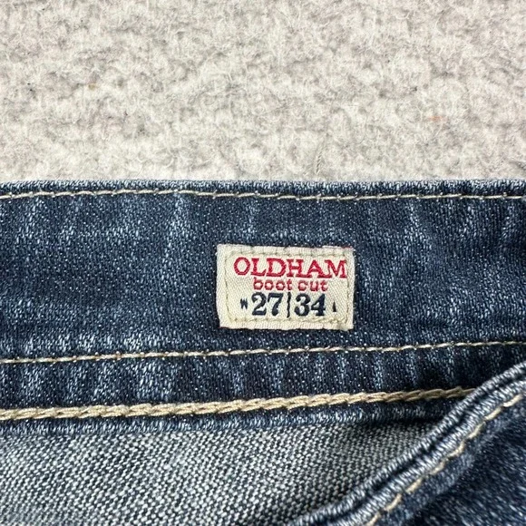 Mek Denim Jeans Womens 27x34 Oldham Bootcut Distressed Flap Pockets Stretch Blue - Picture 3 of 13